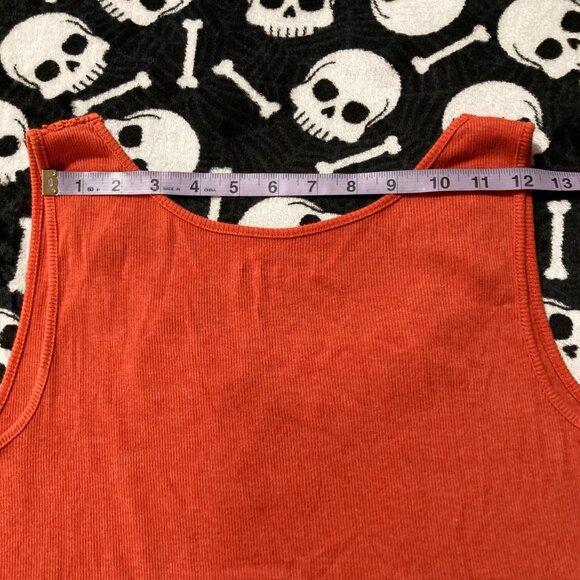 EDDIE BAUER Orange crochet floral lace trim ribbed tank top ~ MEDIUM LARGE shirt - Picture 9 of 11